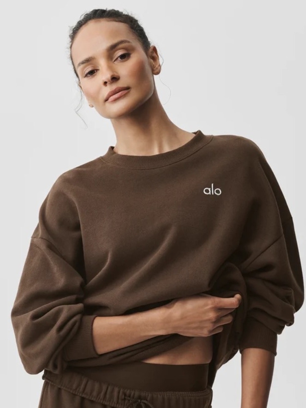 ALO Accolade Crew Neck Sweatshirt - Espresso Brown | Size L